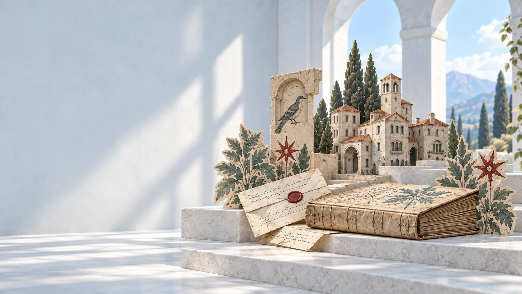The book website’s illustrated paper town and library.